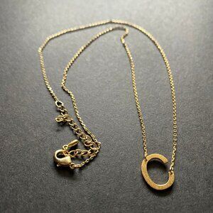 Tilted C initial necklace Gold Plated Fine chain 20 inches long